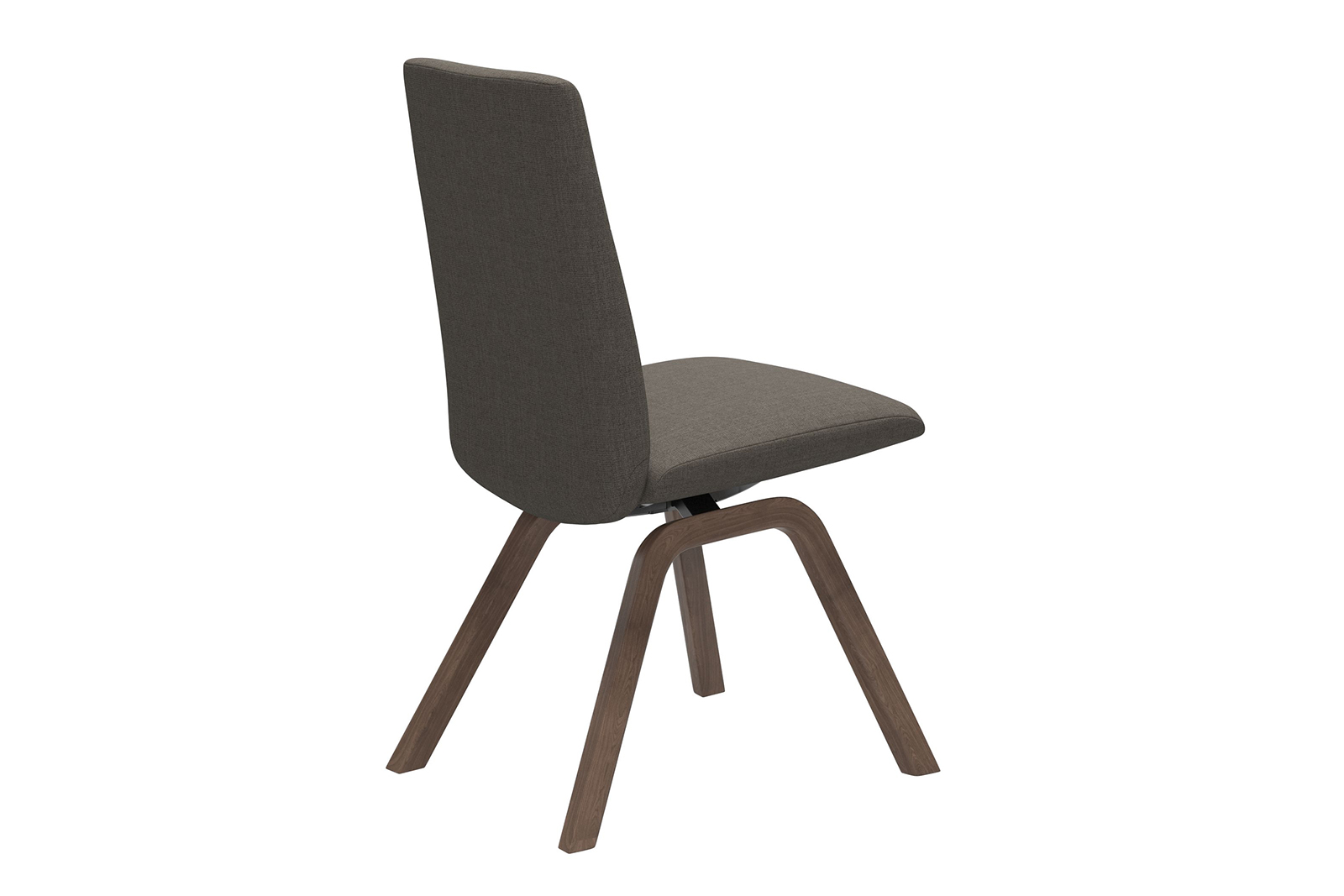 Chilli spisestol Tekstil Silva Dark Beige. Lav rygg med valnøtt D200 understell