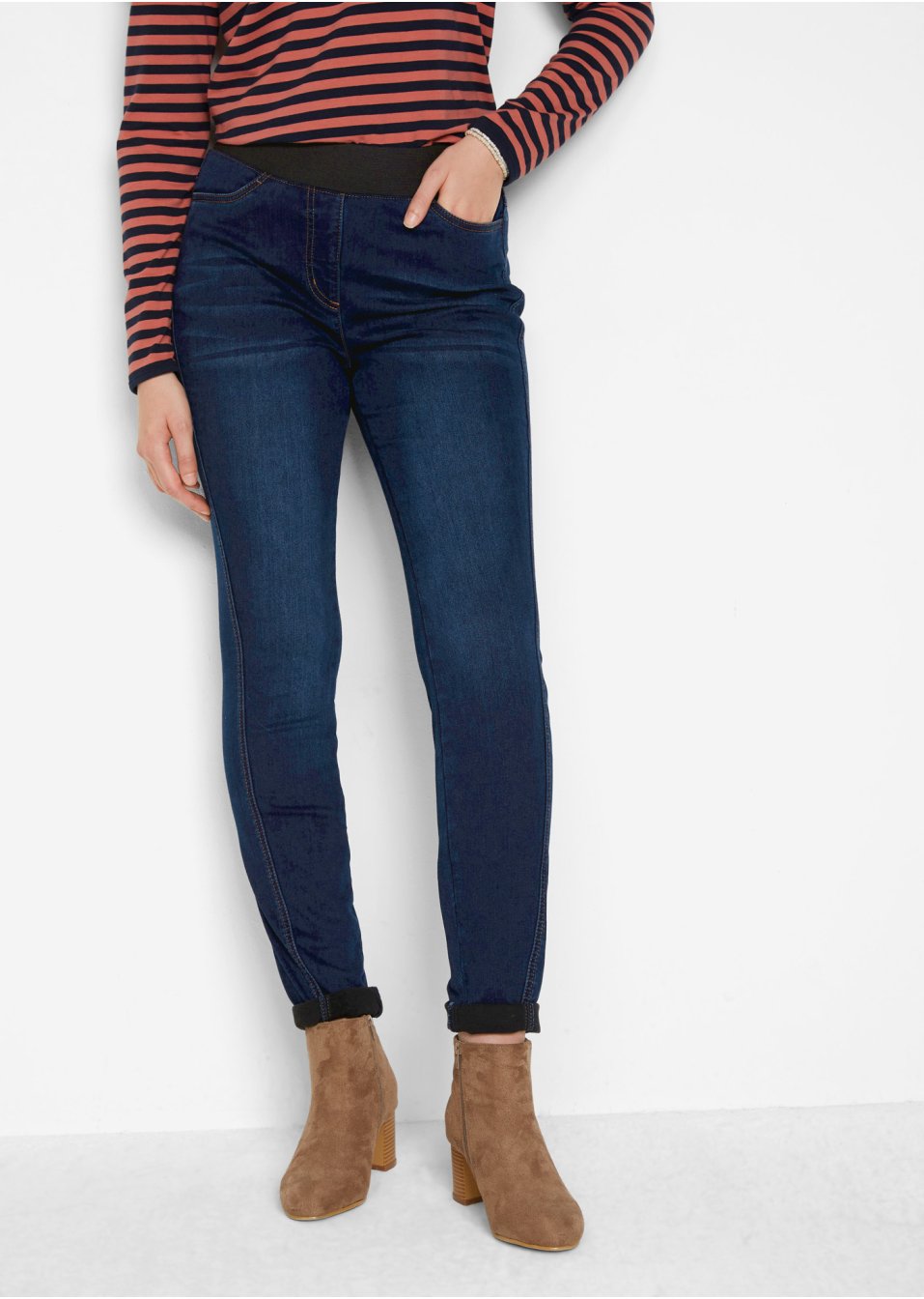 Jean thermo avec couture latérale avancée et taille confortable