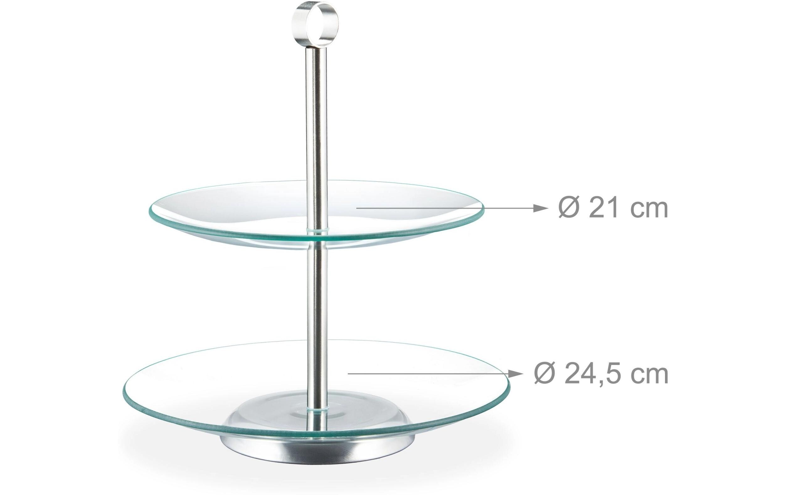 Etagere rund, 2-stufig, Silber/TransparentMuffinständer mit 2 Etagen