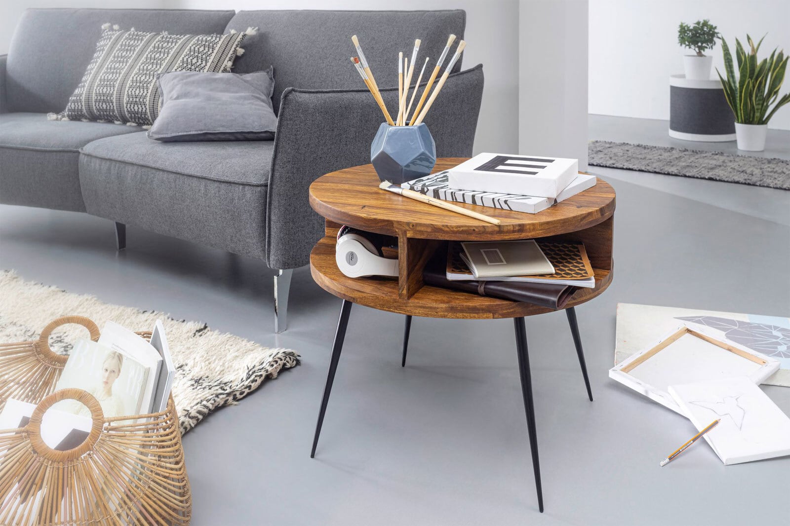 Couchtisch rund Ø 60 cm Sheesham massiv