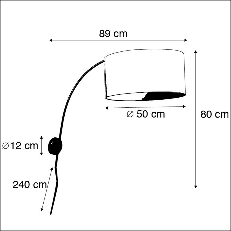 Moderne wandbooglamp staal met witte kap 50 cm verstelbaar - Bow