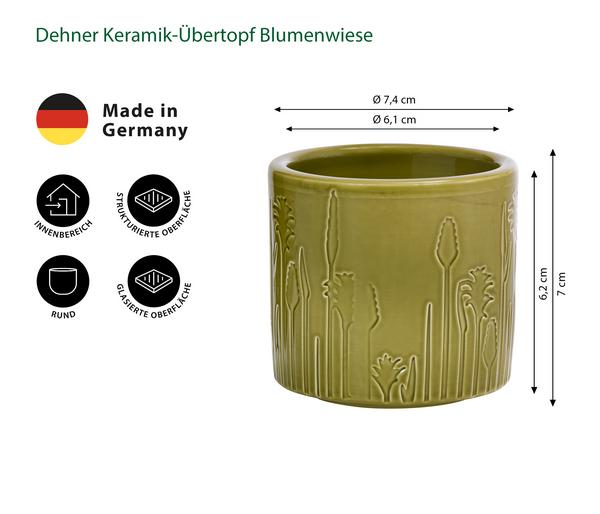 Dehner Keramik-Übertopf Blumenwiese, rund,