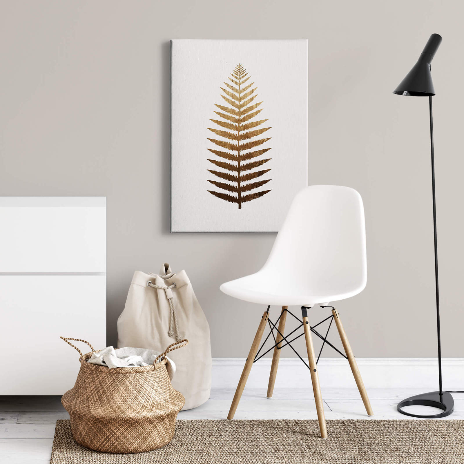 Leinwandbild GOLDENER FARN - braun-gold - 50x70 cm