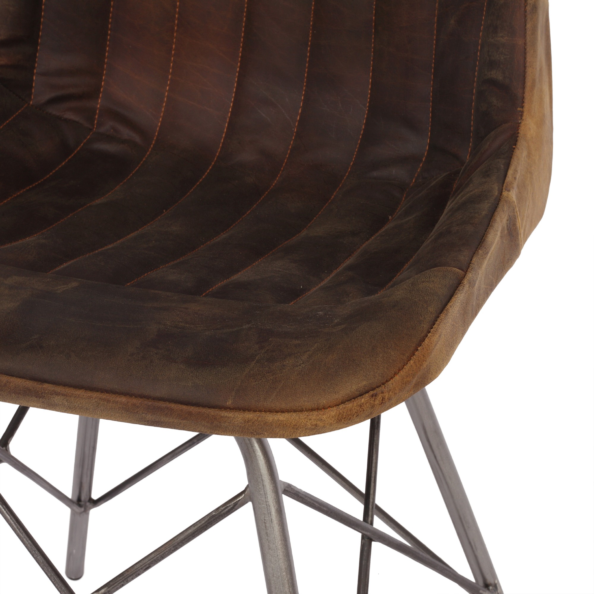 Lederstuhl 'Assange-Buffalo', braun, grau, B 46 cm, L 48 cm, H 78 cm von fischer's lagerhaus