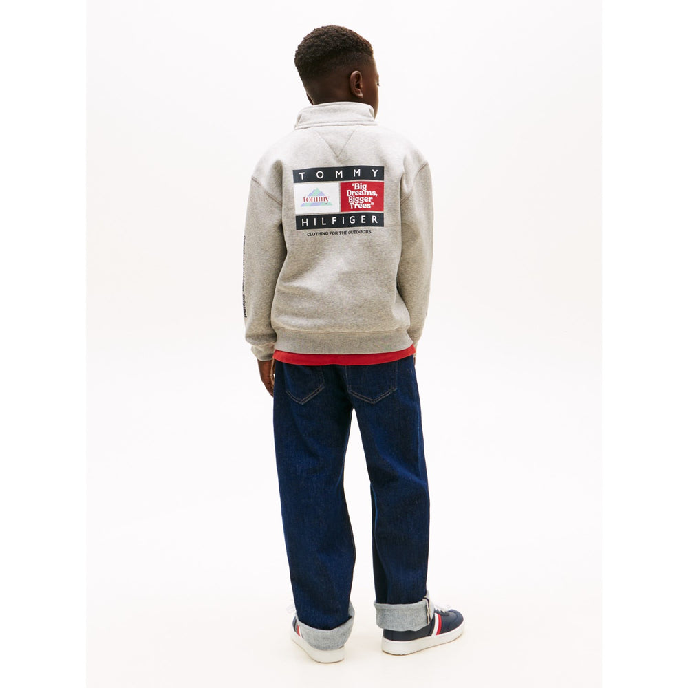 Køb Tommy Hilfiger Mid Grey Heather Multi Print Half Zip Sweatshirt