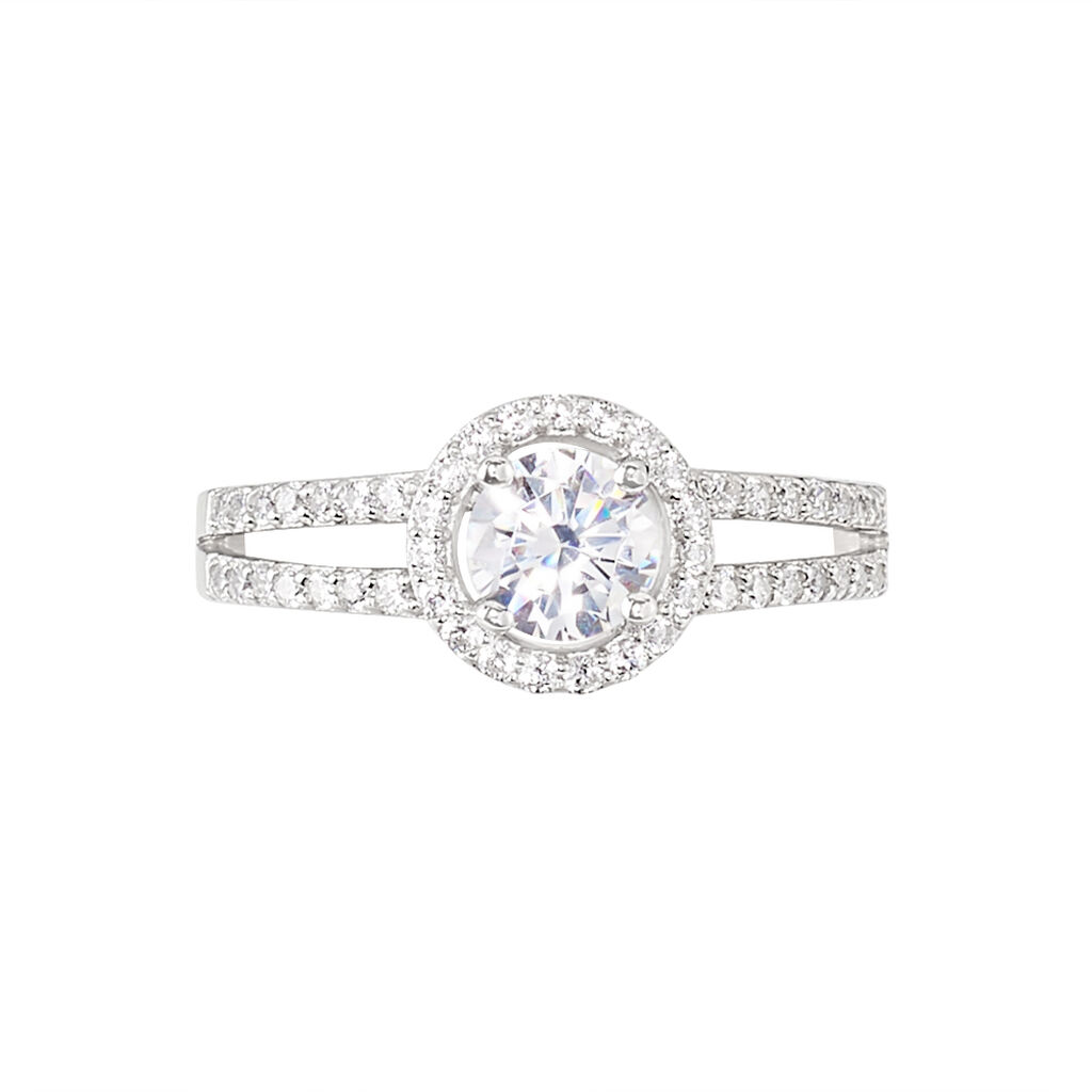 Bague Solitaire Titemae Argent Blanc Oxyde De Zirconium