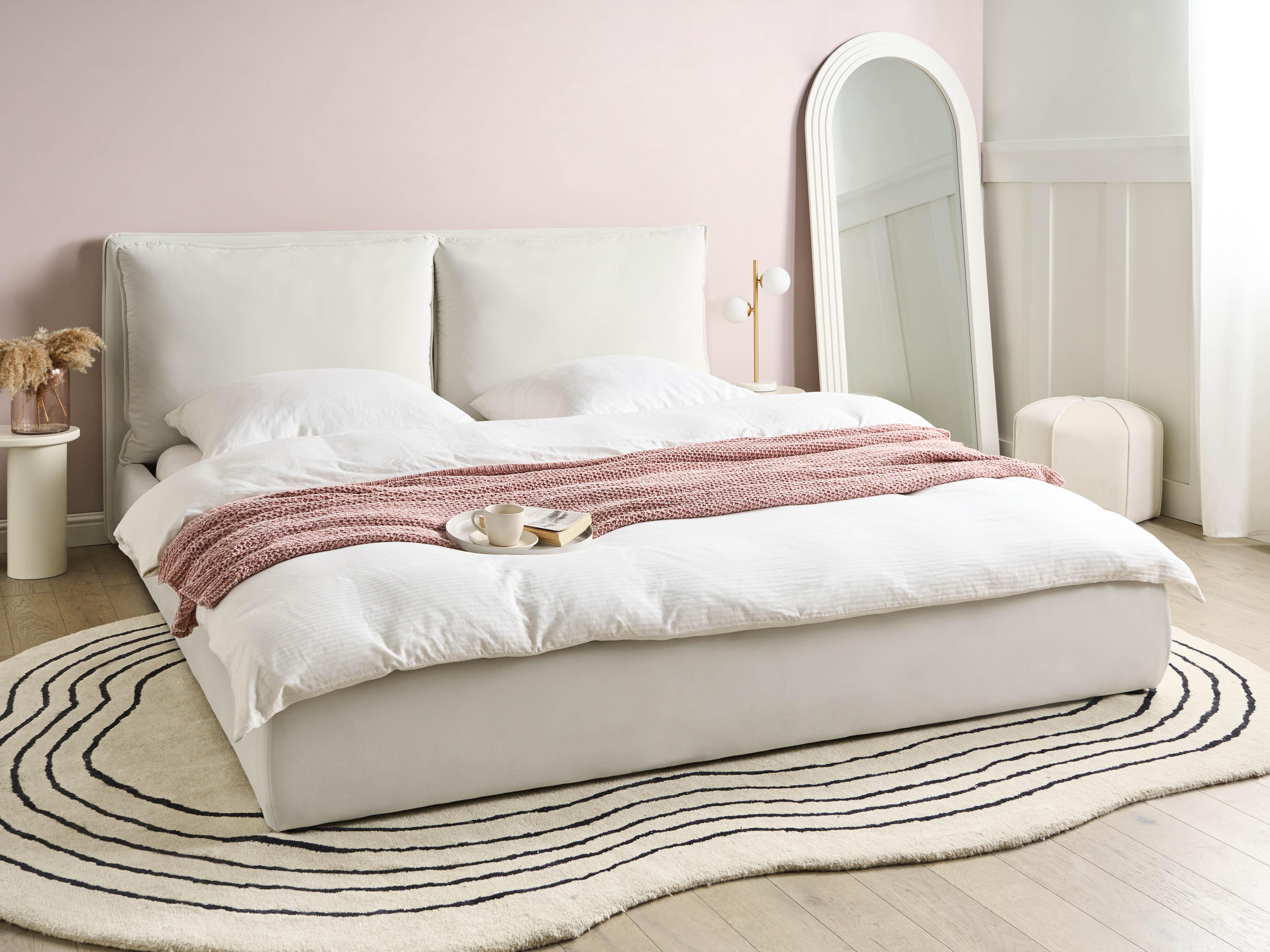 Waterbed Fluweel BAJONNA 180 x 200 cm Gebroken wit