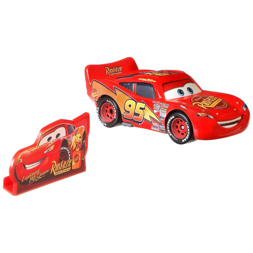 Pixar Cars 1:55 Lightning McQueen mit Schild, Diecast