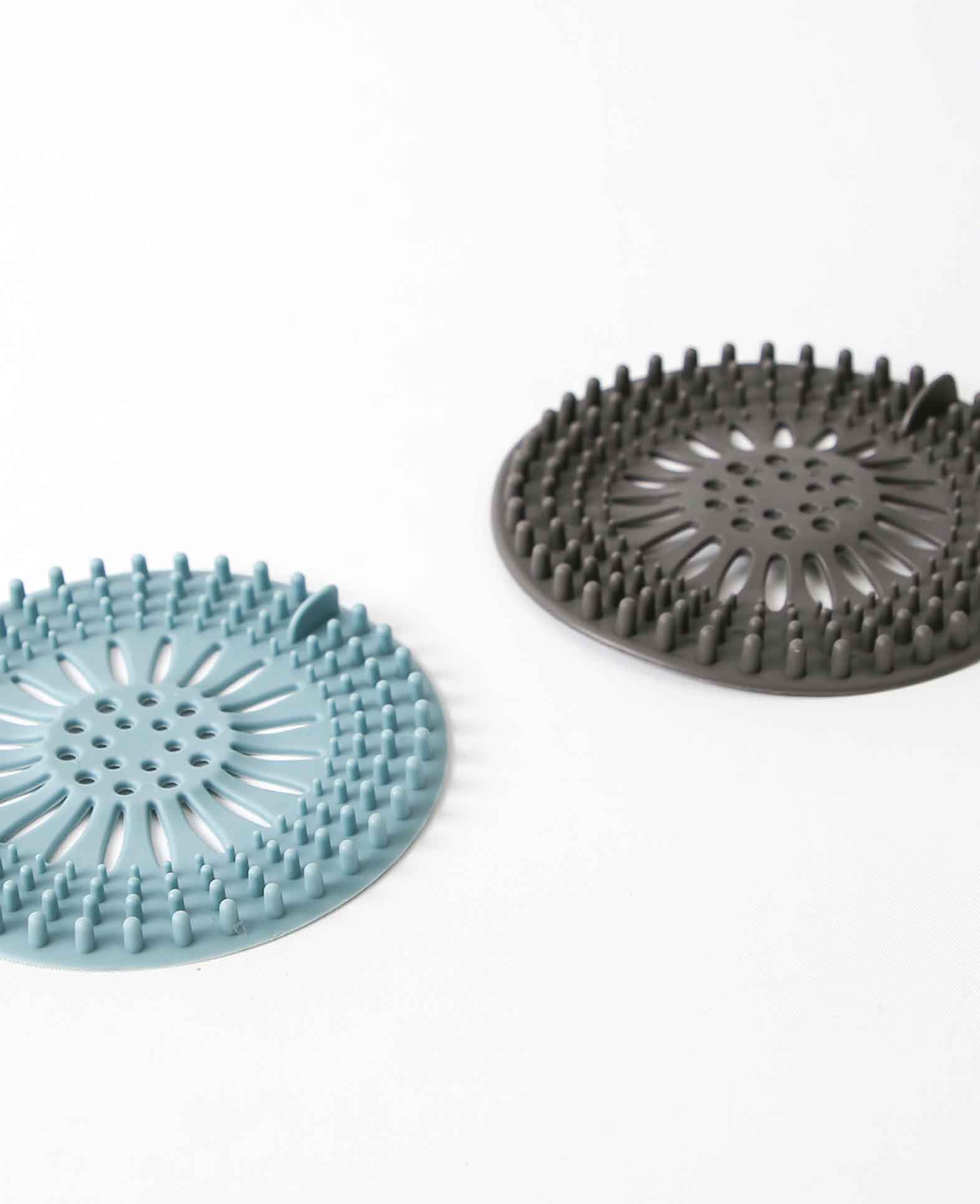 (2er Set) Silikon Abflusssieb Abfluss Schutz - Grau / Blau