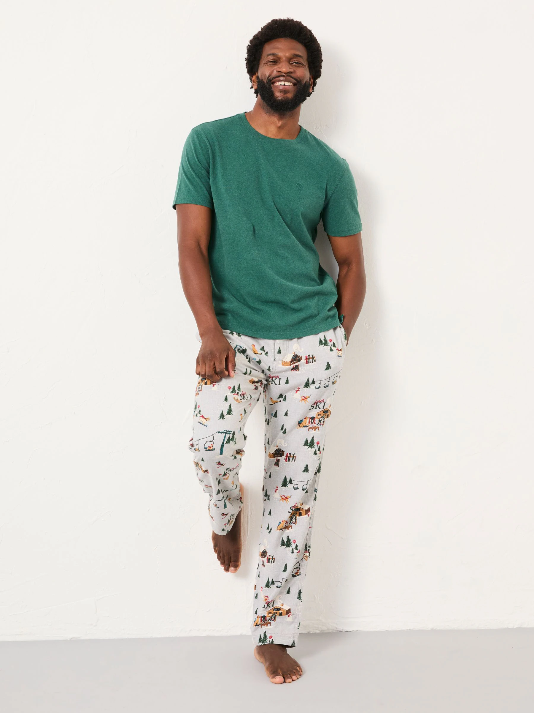 FatFace Off Piste Print Pyjama Bottoms