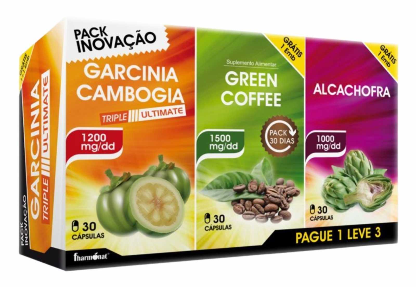 Fharmonat Garcinia Cambogia + Café Verde + Alcachofa, 3x 30 cápsulas