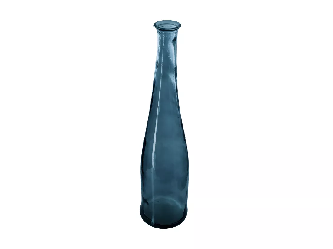 Vase long en Verre recyclé Bleu orage H 80 cm