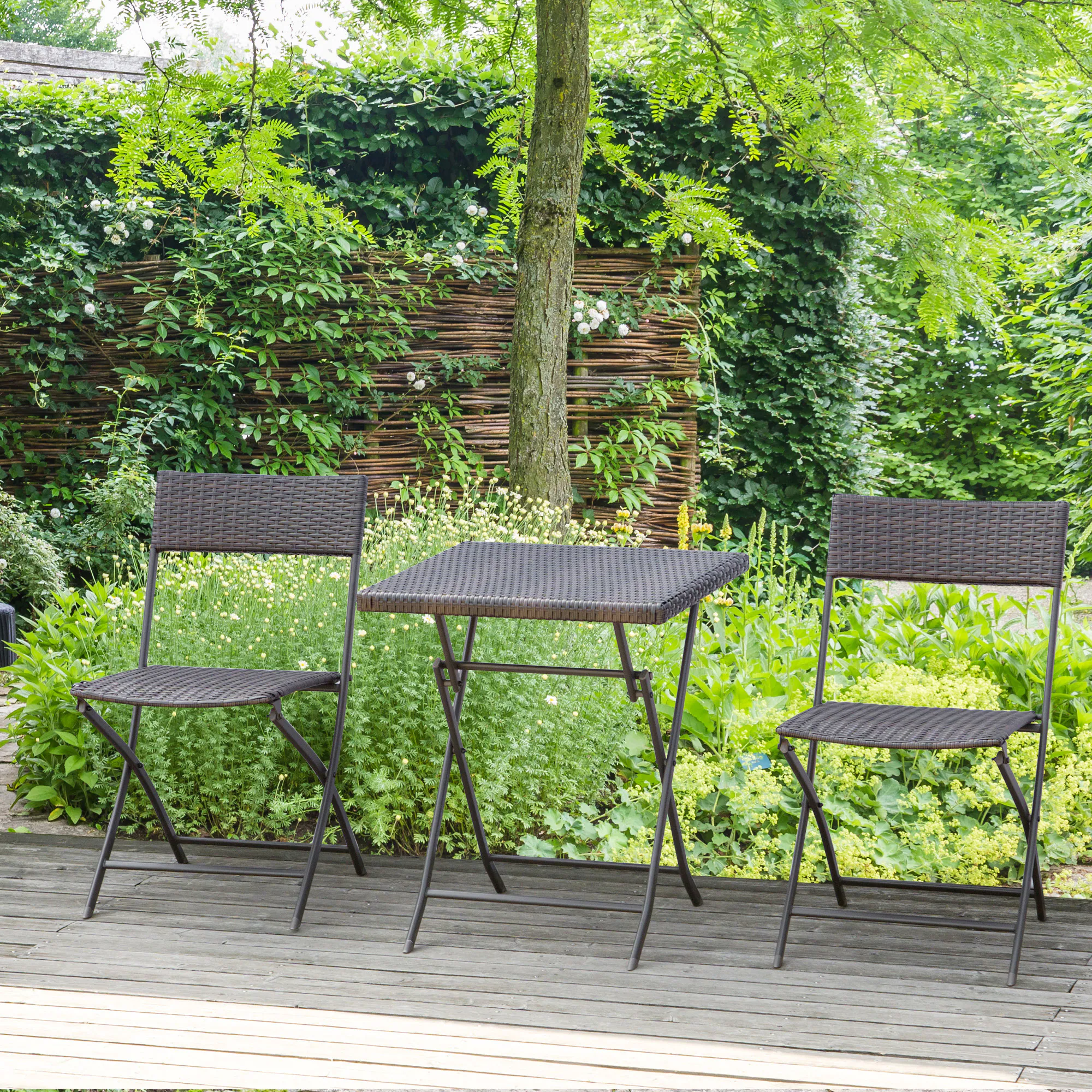 Outsunny Gartenmöbel als 3-teiliges Set schwarz