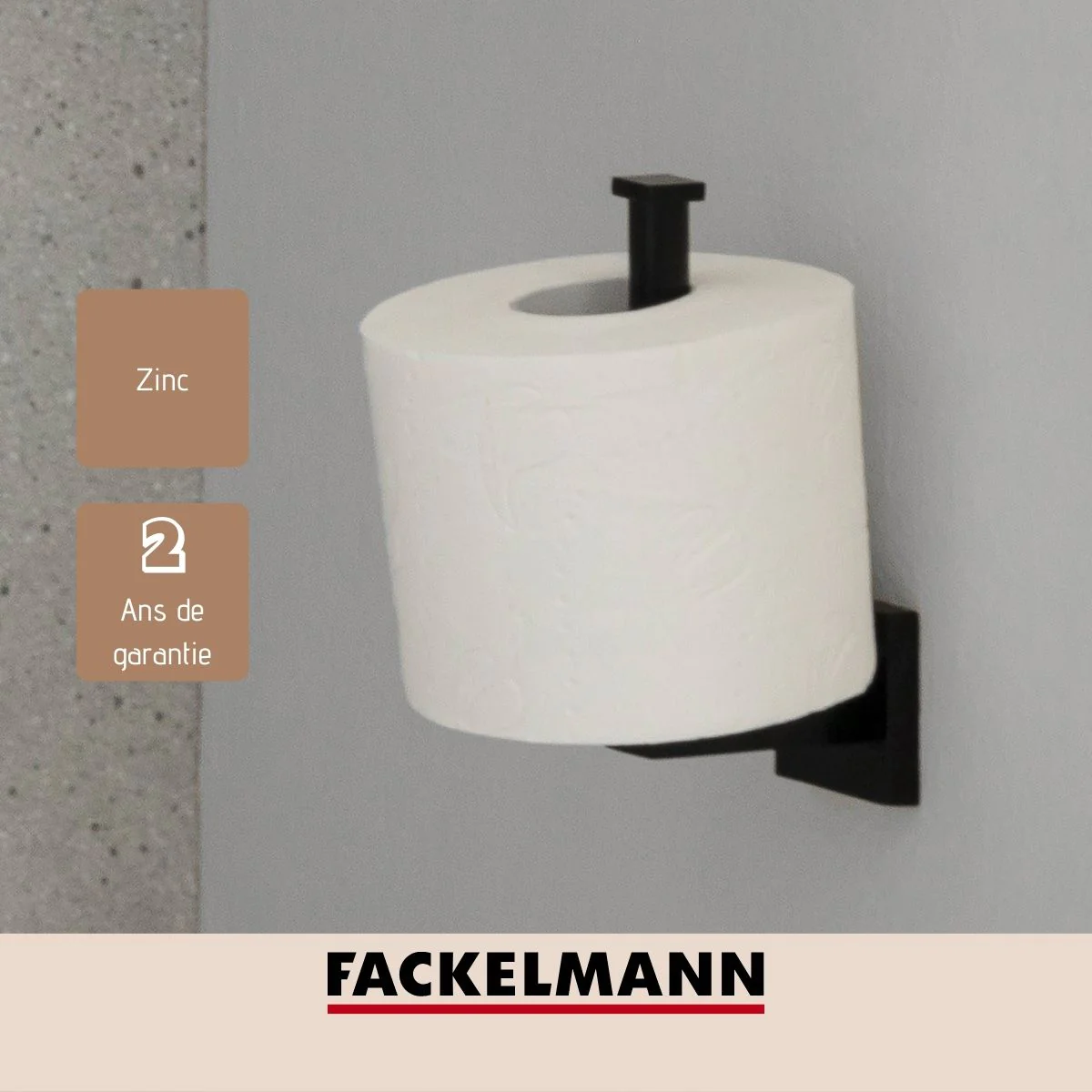 Support papier toilette mural vertical noir mat New York Fackelmann