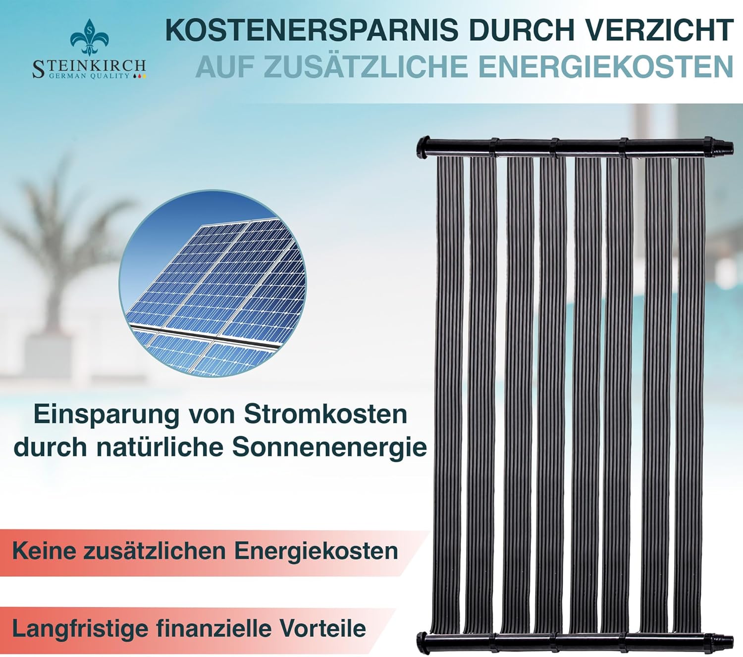 Poolheizung Solar Solarheizung Solarkollektor Solarmatte Solarabsorber Warmwasser Heizung Schwimmnadheizung 600cm x 70cm mit Bypass Pro 50mm