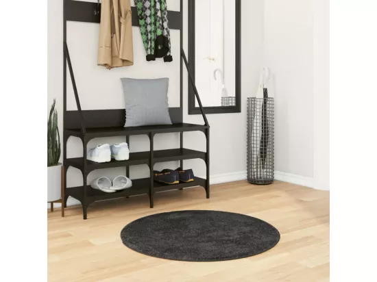 Tapis shaggy à poils longs moderne anthracite ø 80 cm