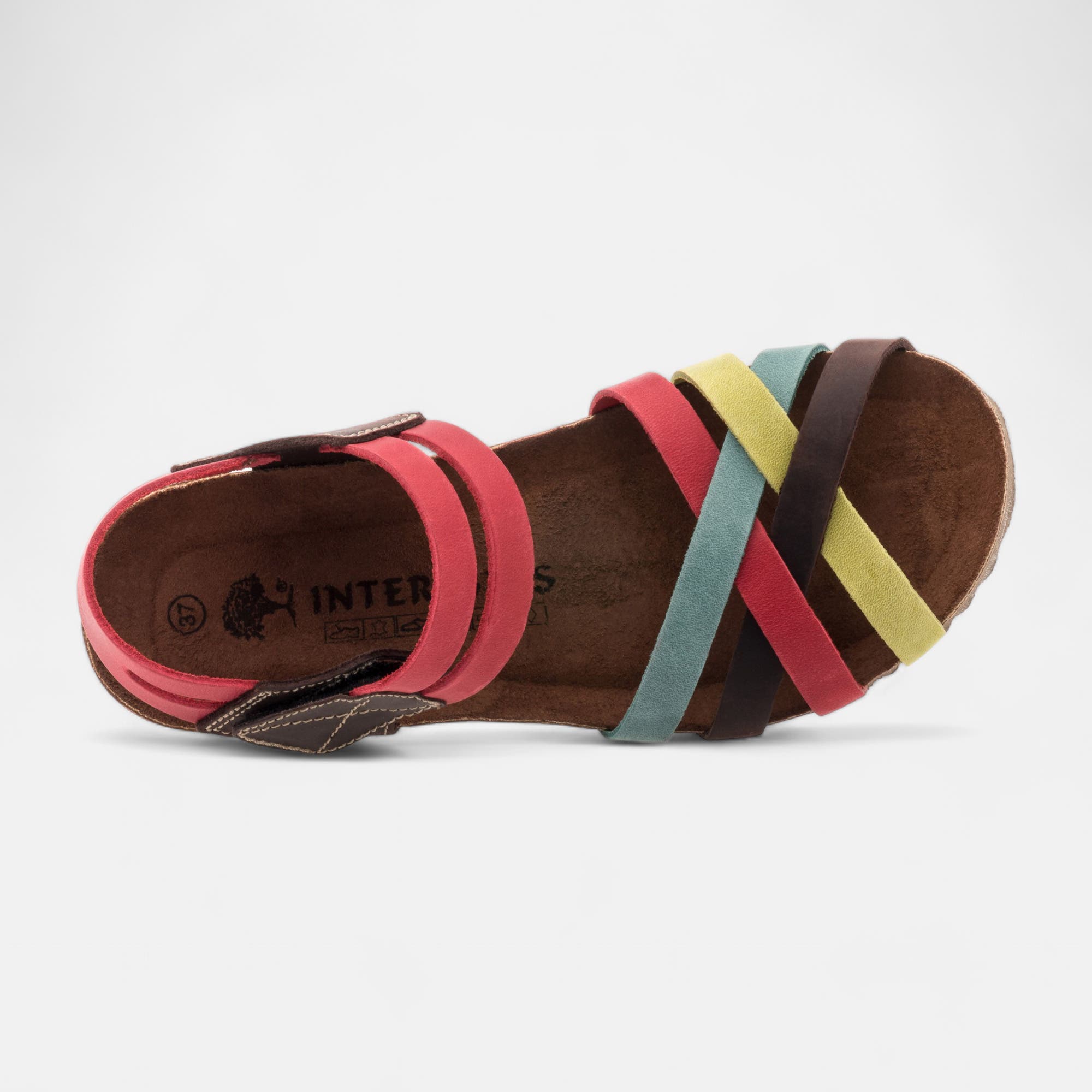 Mules semelle liège Femme en cuir multicolore