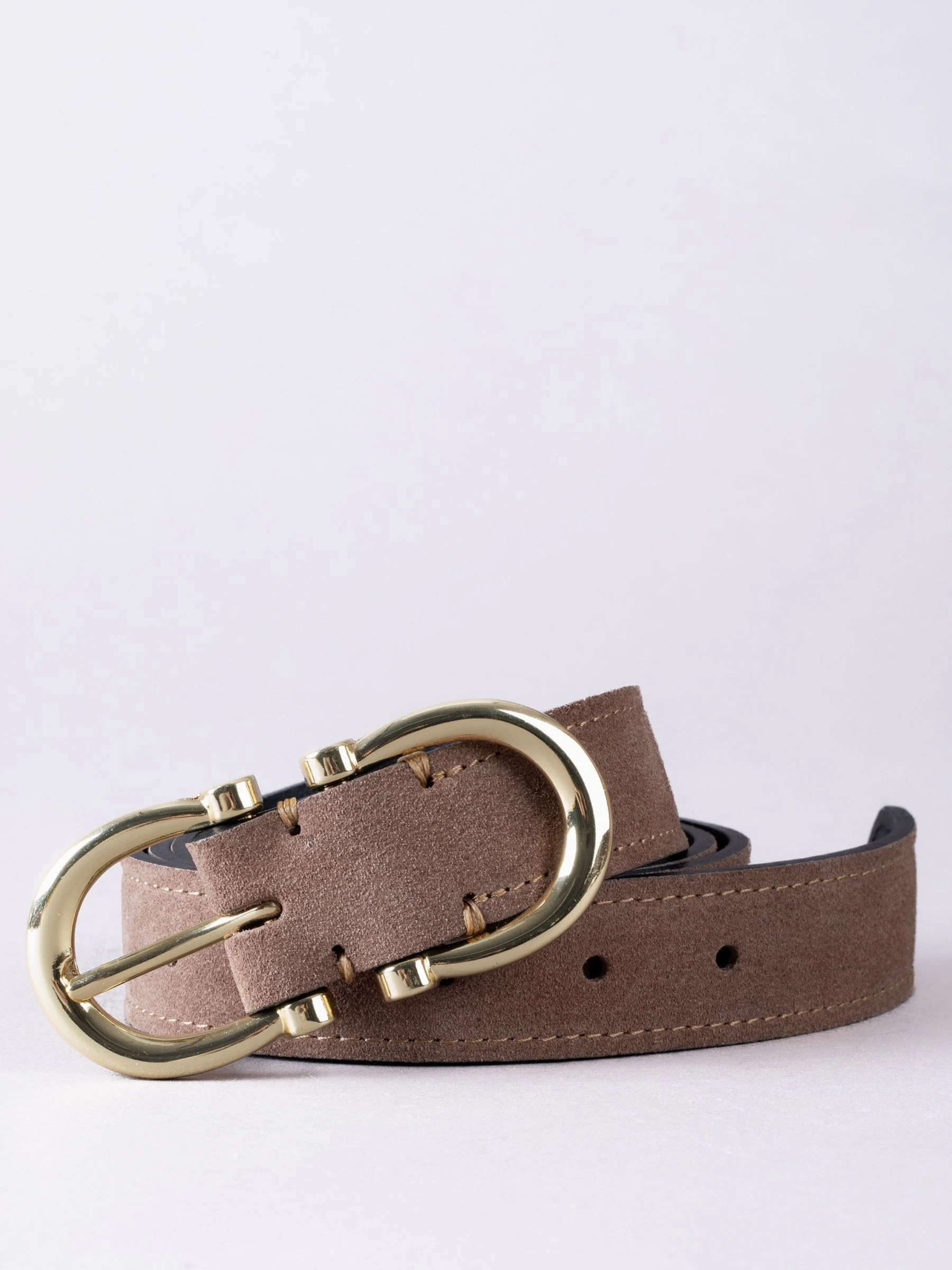 Taupe - Lakeland Leather Bowness Suède Riem met Dubbele Gesp