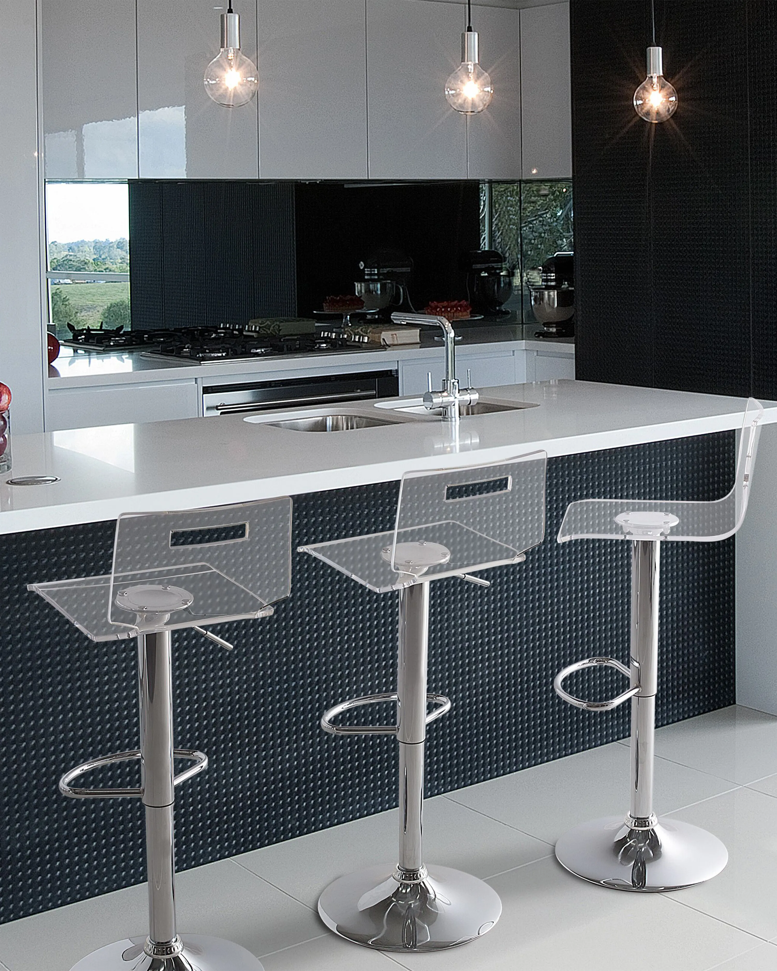 Set van 2 barstoelen MALTA draaibaar Transparant