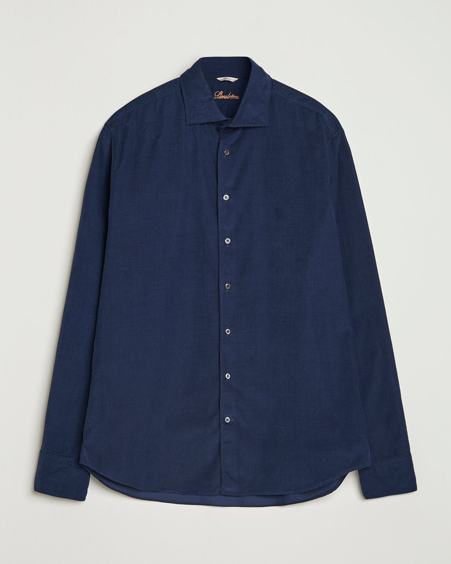 Stenströms Regular Fit Cut Away Cord Shirt Navy