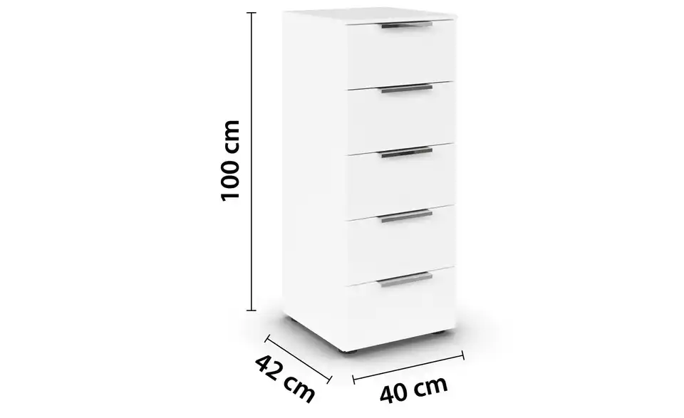 Kommode Weiß Weiß Front: Dekor, Oberboden: Dekor 40 cm verchromt