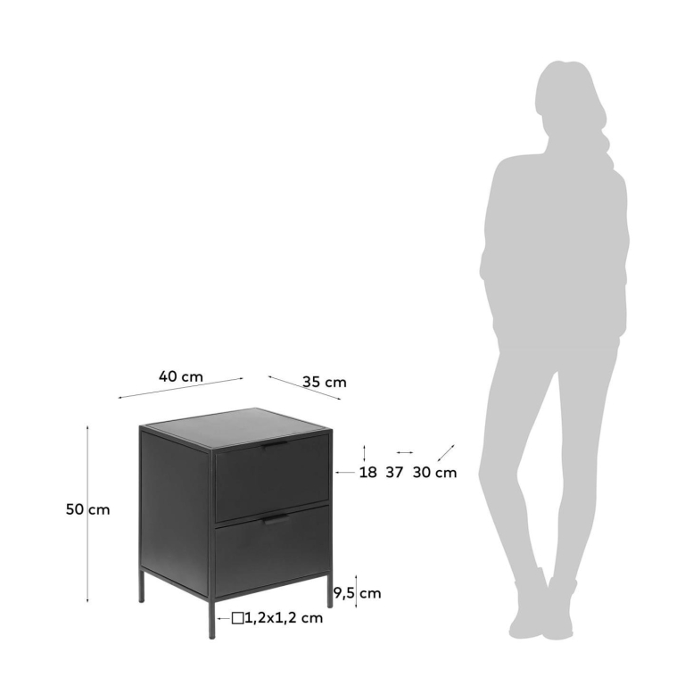 Kave Home Shantay nachtkastje 40x50 zwart