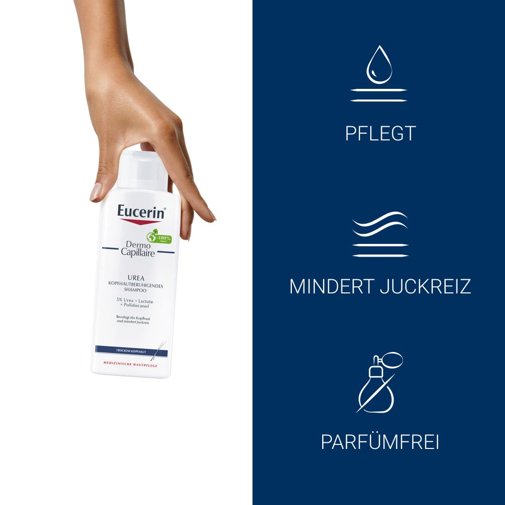 Eucerin DermoCapillaire Urea Kopfhautberuhigendes Shampoo – Beruhigt trockene und juckende Kopfhaut - Jetzt 3€ sparen mit Code 