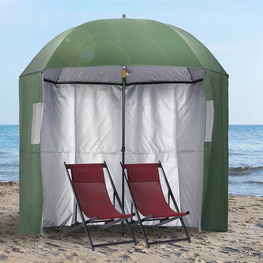 Outsunny Sonnenschirm mit Bodennagel grün