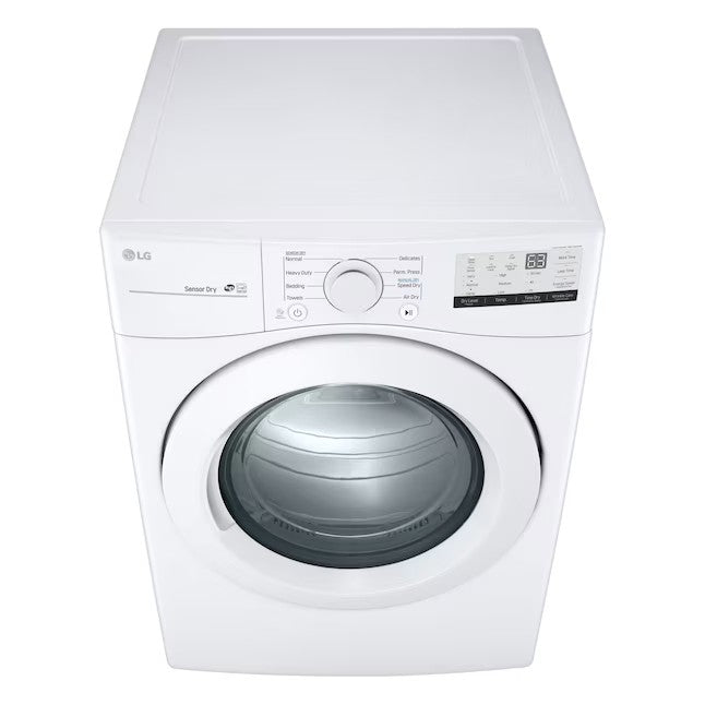 Secadora elétrica empilhável LG de 7,4 pés cúbicos (branca) com certificação ENERGY STAR.