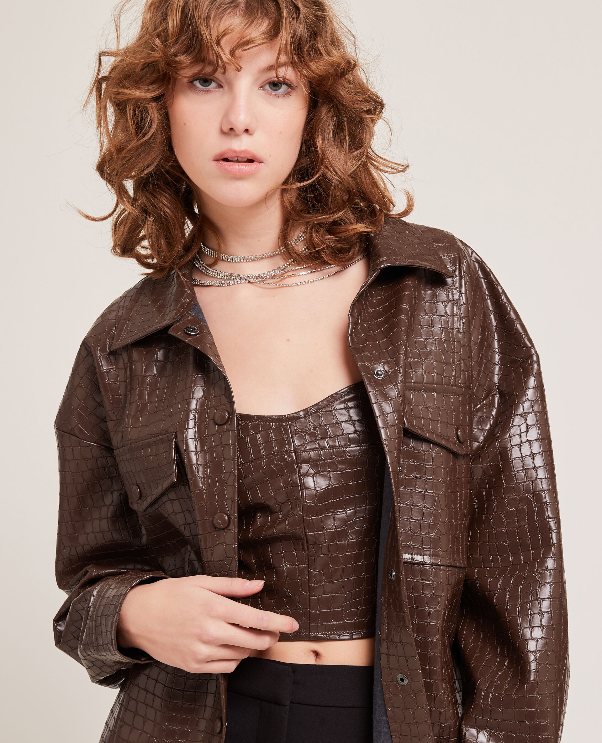 Surchemise effet croco - Marron