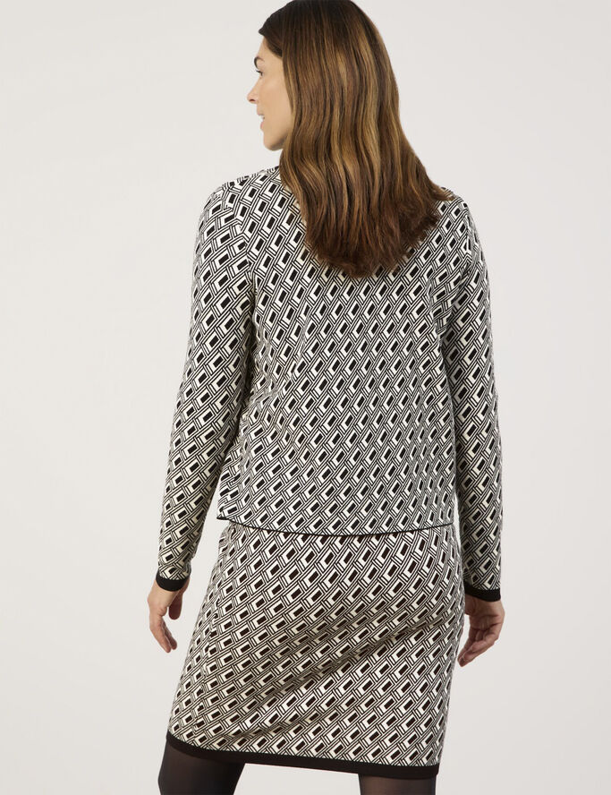 Gerry Weber JACKET KNIT Cream / black graphic jacquard