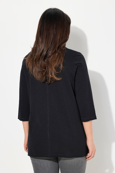 Shirt, Metallic-Nähte, V-Ausschnitt, 3/4-Arm