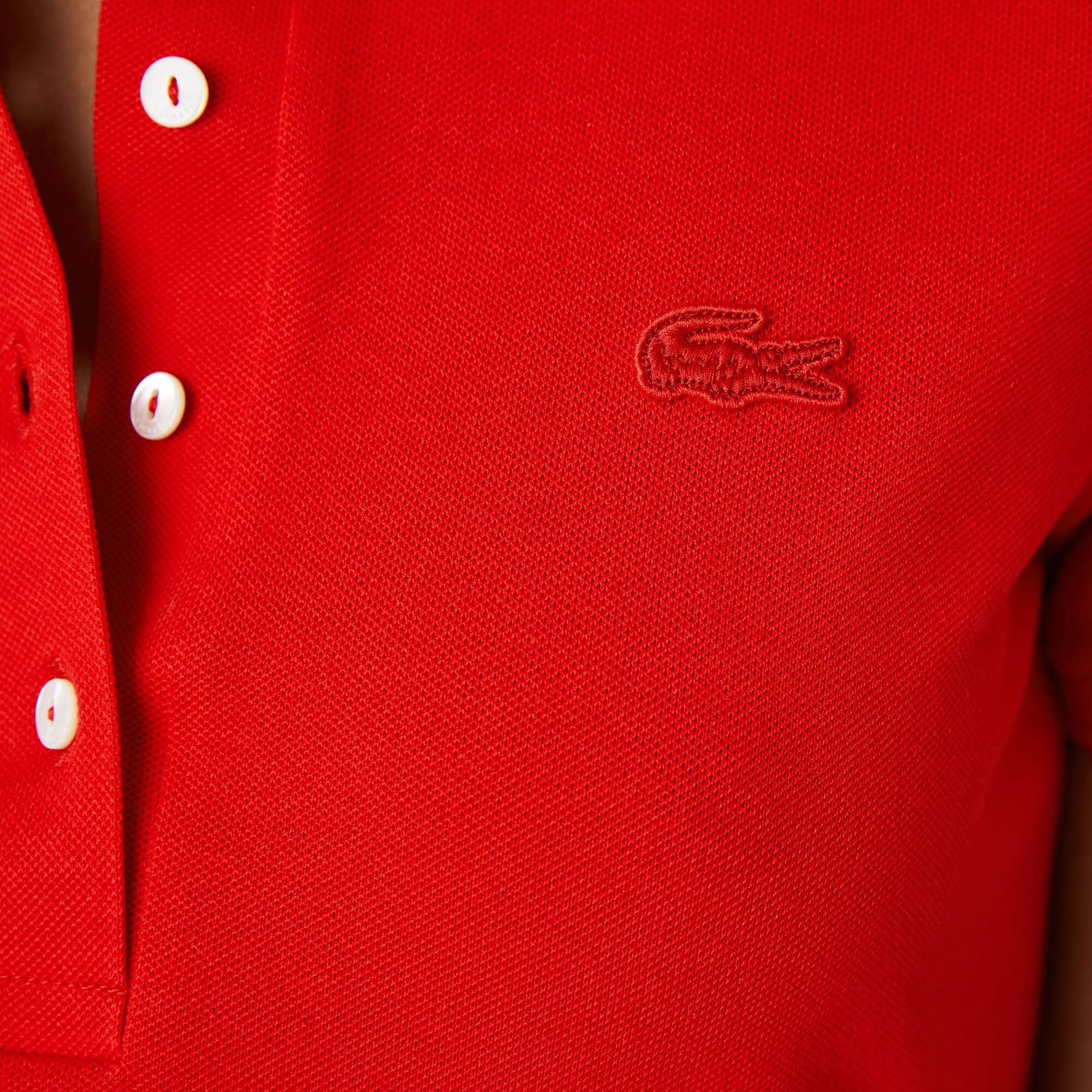 Slim Fit Damen LACOSTE Poloshirt aus Stretch-Baumwoll-Piqué Kurze Ärmel - Rot - Lacoste - Damen