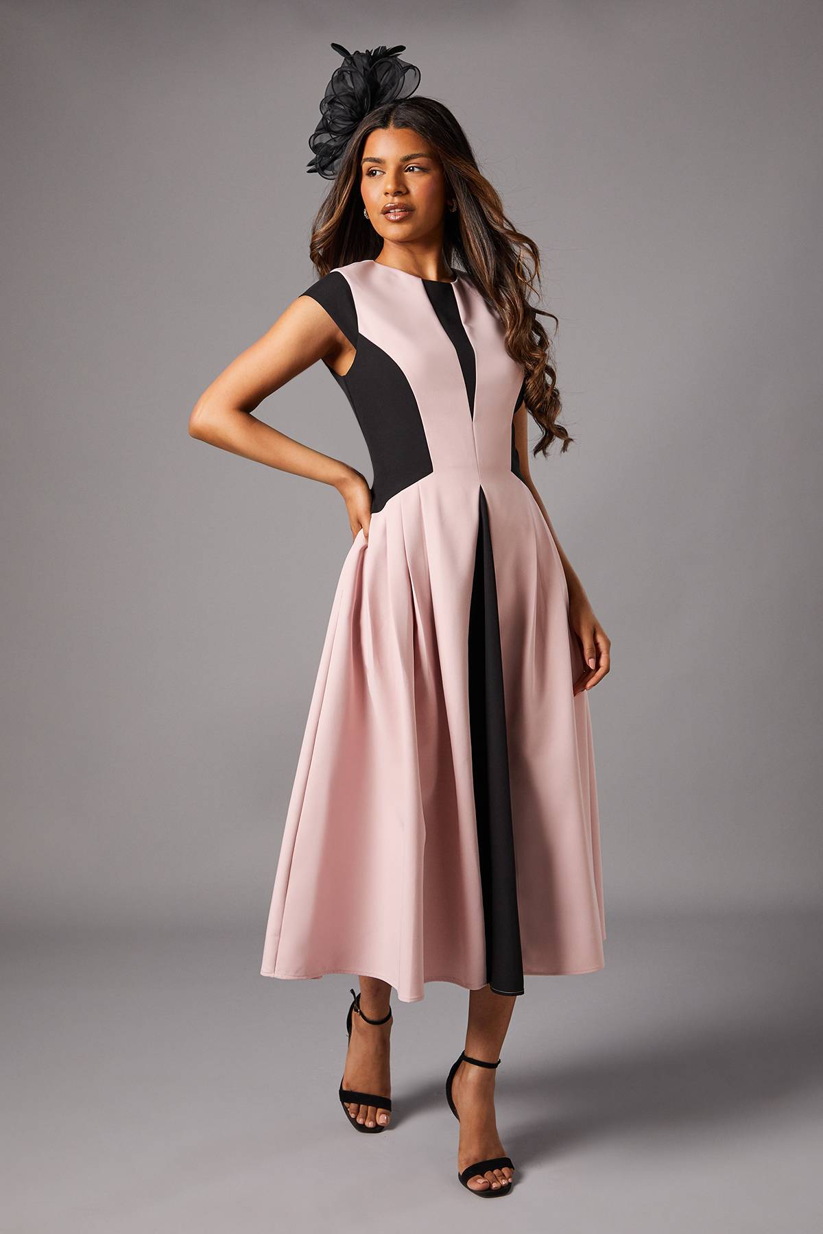 Coast Robe Midi Crêpe Petite à Blocs de Couleurs