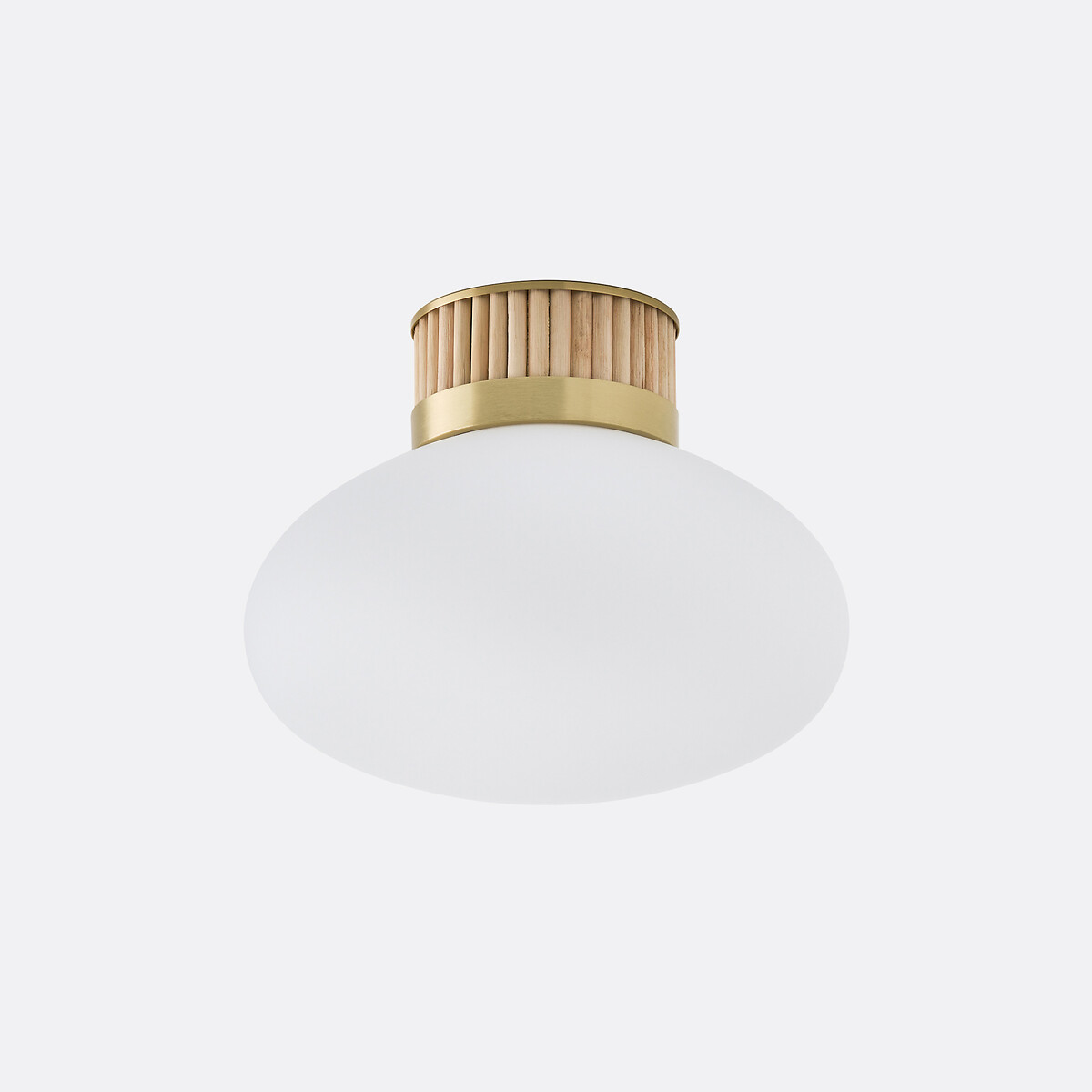 LA REDOUTE INTERIEURS<br>Luminária de teto em latão, bambu e vidro opalino, Dolce
