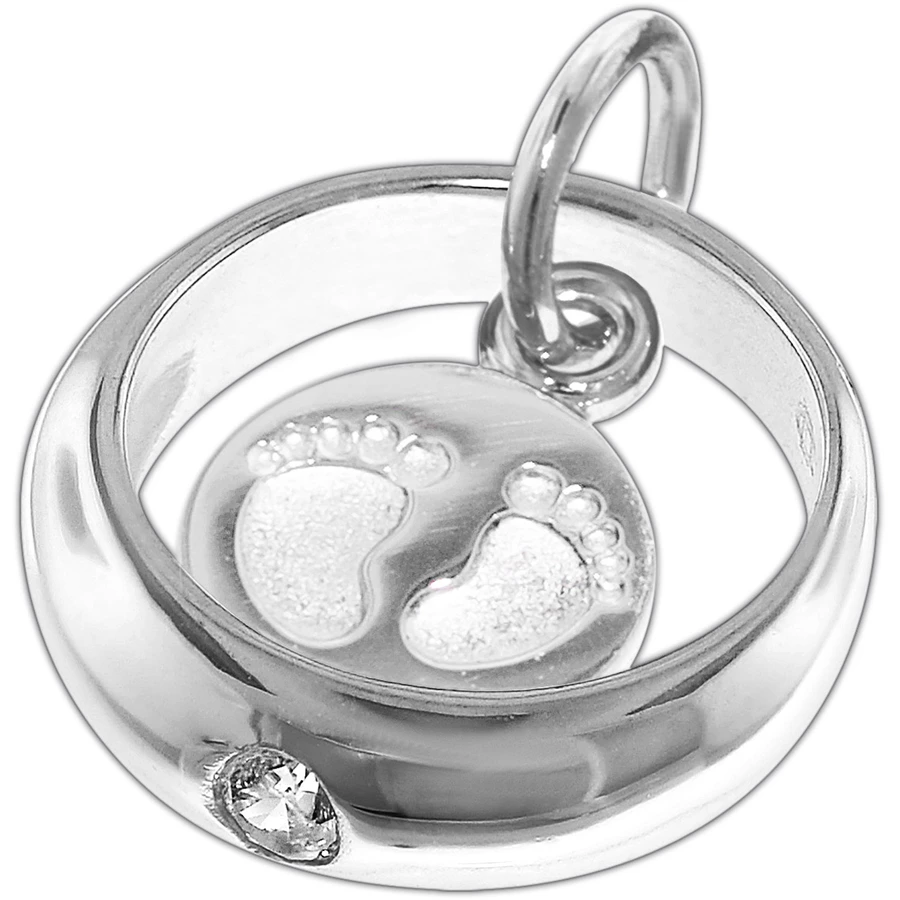 trendor Taufkette 925 Silber Taufring mit Anhänger Babyfüße silver