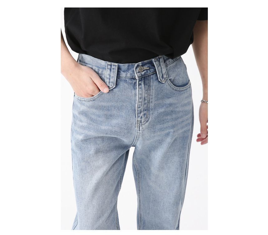 FAERIS - Mid Rise Washed Flared Jeans