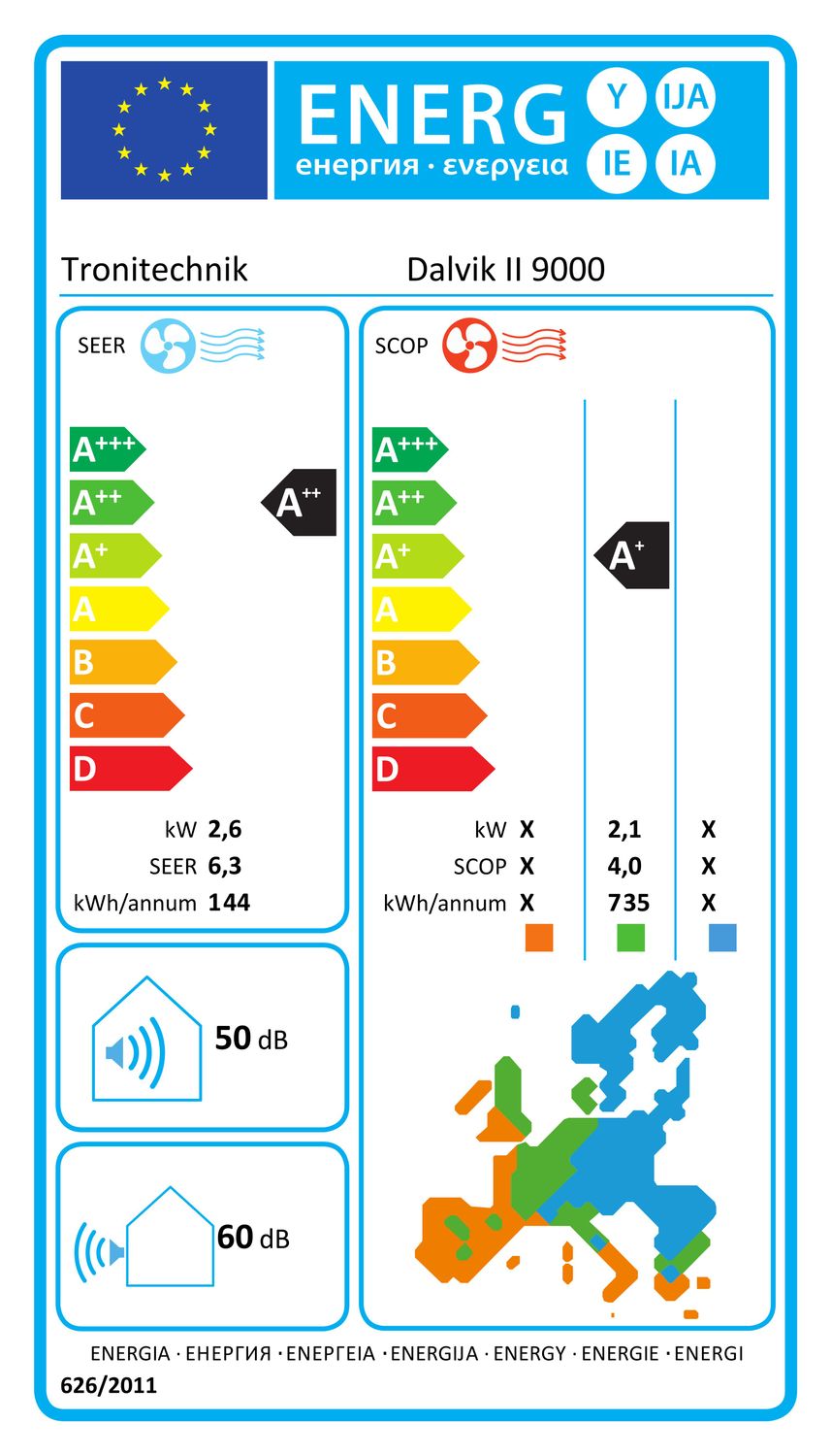 TroniTechnik® Split Klimaanlage Set DALVIK 2 mit WiFi/App Klimagerät - 9000 BTU,Fernbedienung,Timer,inkl. Kupferleitungen