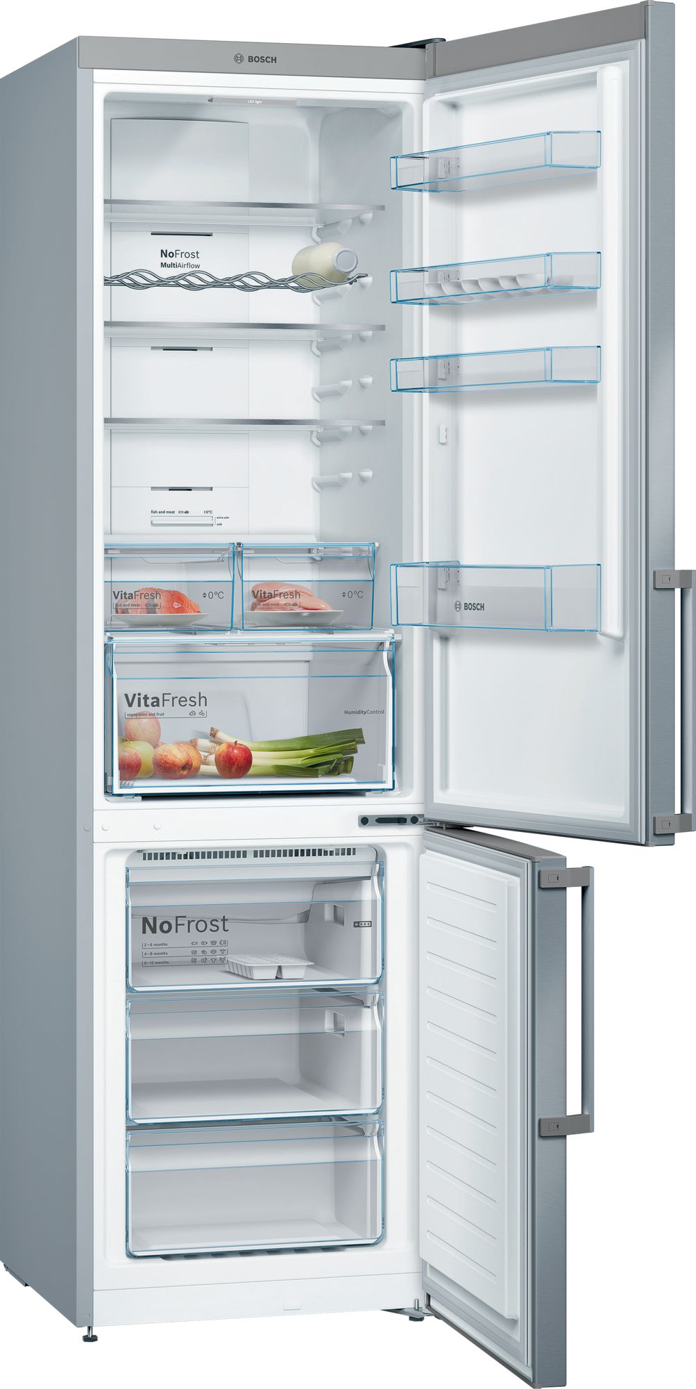 Refrigerador Combinado Independente Série 4 203 x 60 cm em Aço Inoxidável Resistente a Impressões Digitais KGN39XIEP