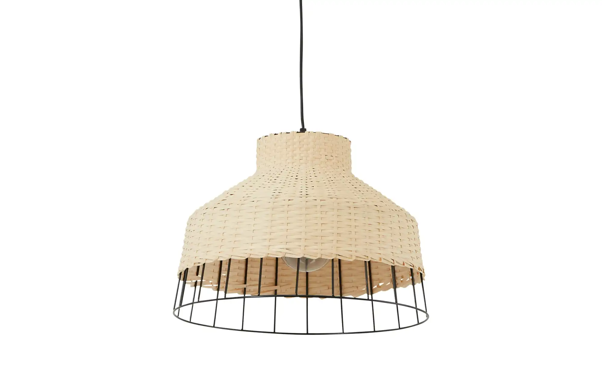 KHG Pendelleuchte, 1-flammig, Rattan / Metall-schwarz