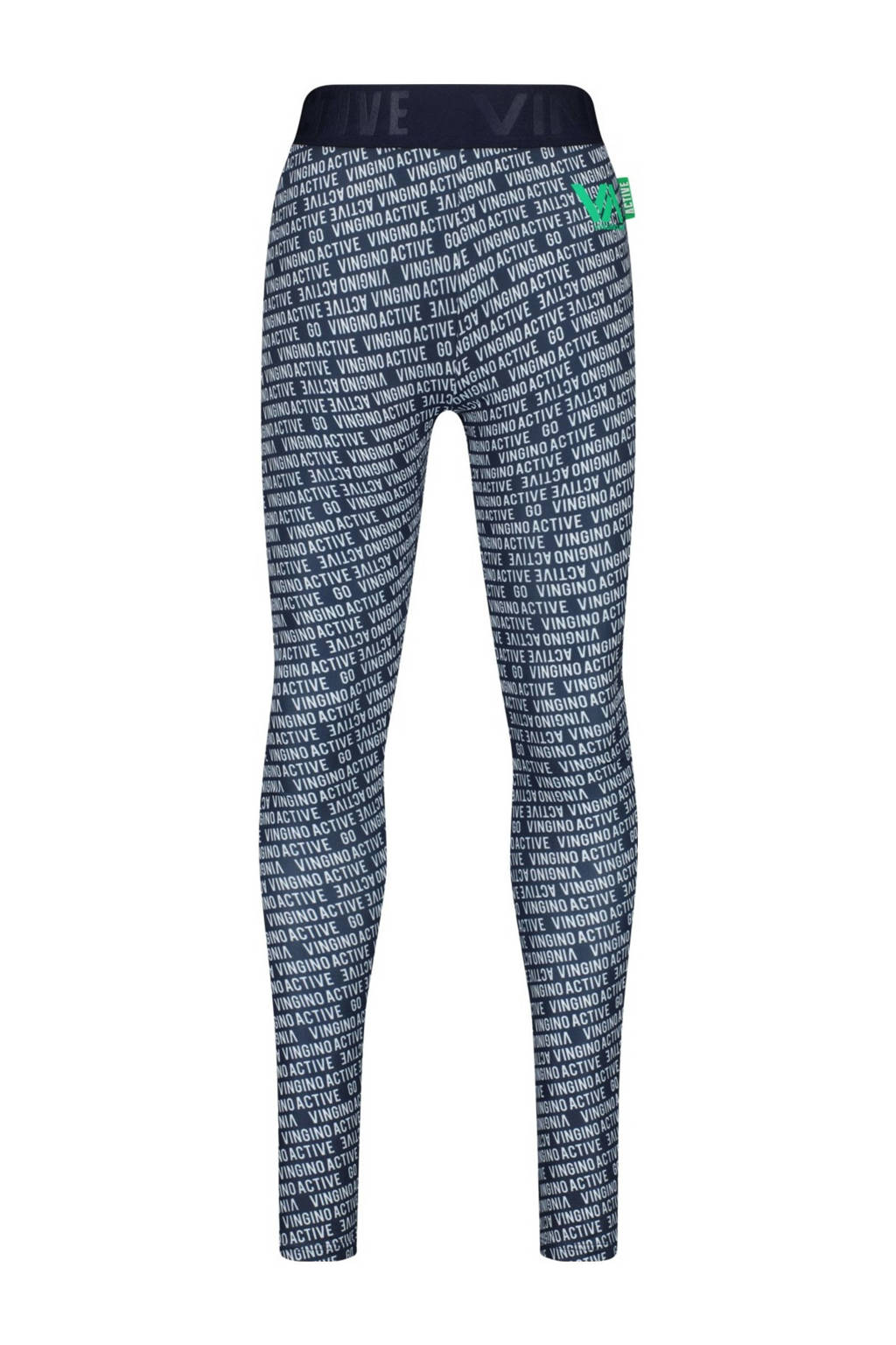 Vingino sportlegging Shelby met all over print wit/donkerblauw