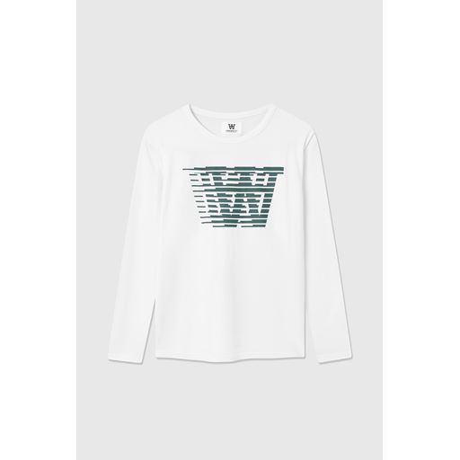 Wood Wood Mel Big Print Langærmet T-shirt, Hvid, S