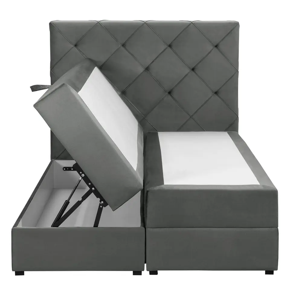 Boxspring met opbergruimte Liv geruit - grijs - 120x200 cm