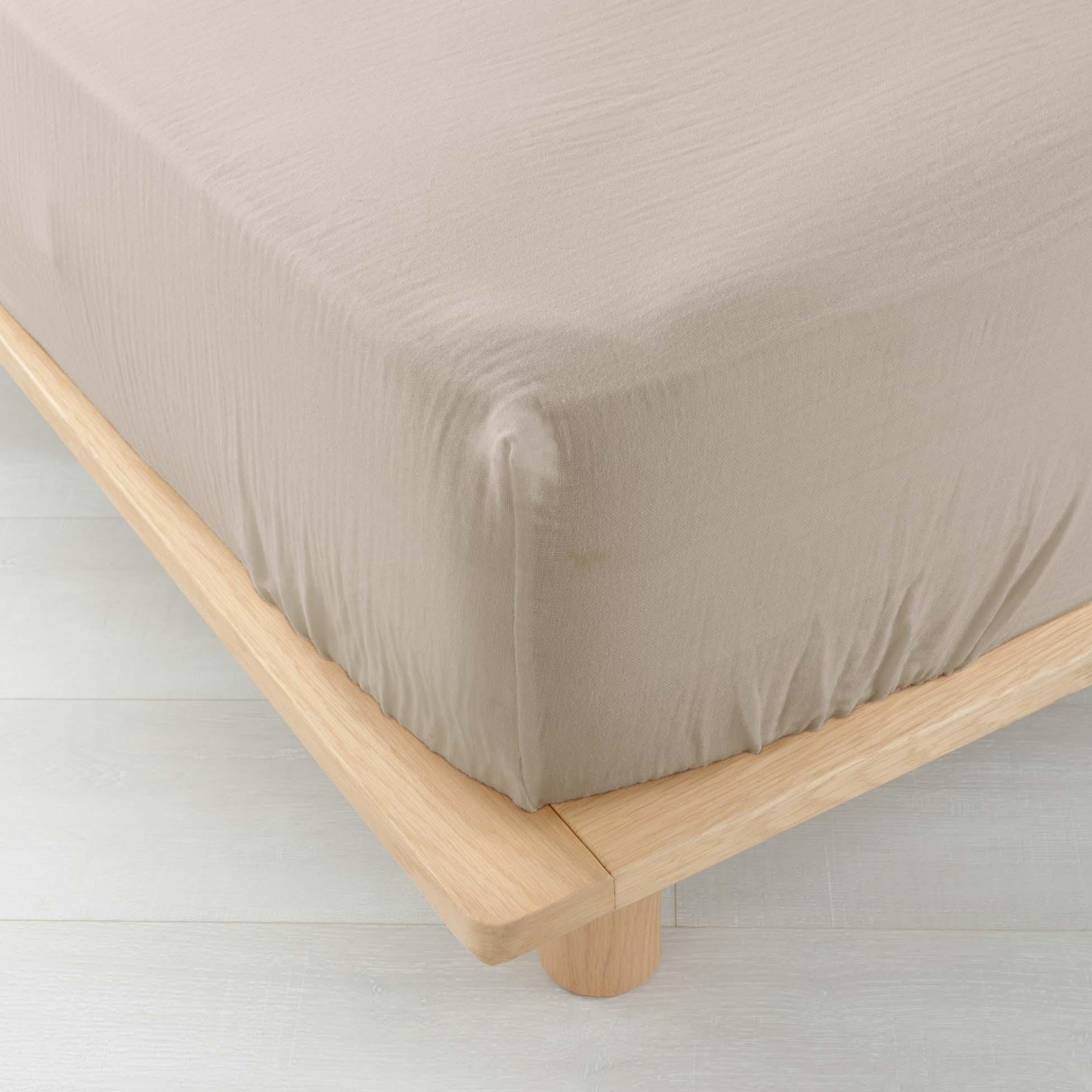 DRAP HOUSSE 160X200CM GAZE COTON UNI 57 FILS ANGELIA SABLE