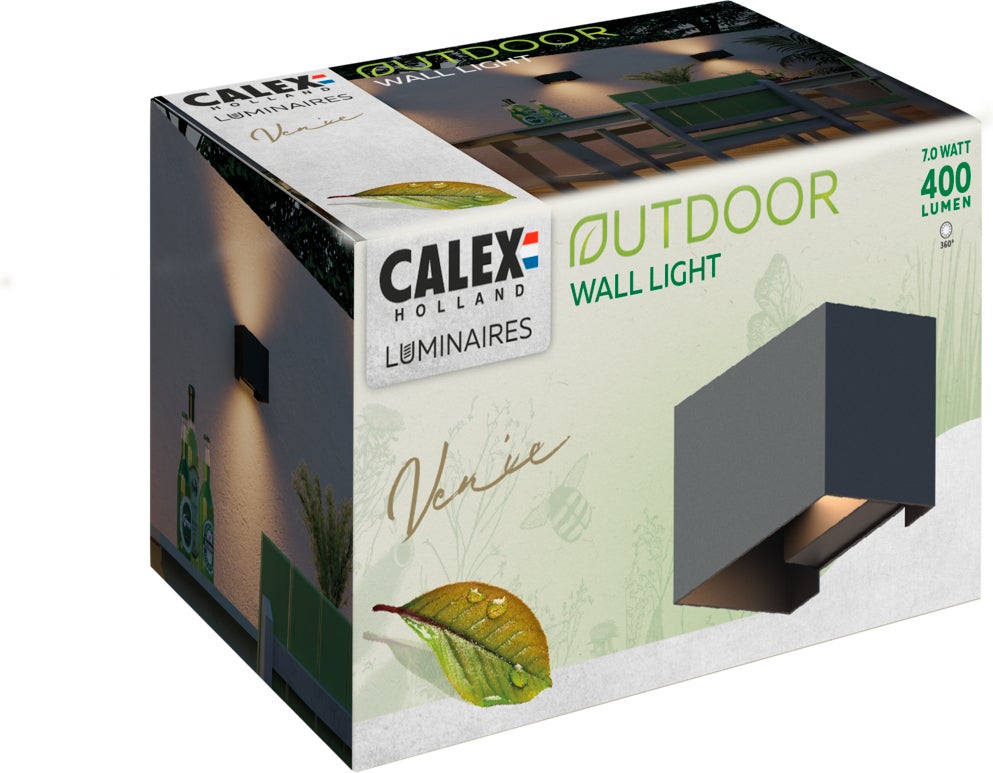 Calex wandlamp Venice zwart 10 x 15 x 10 cm