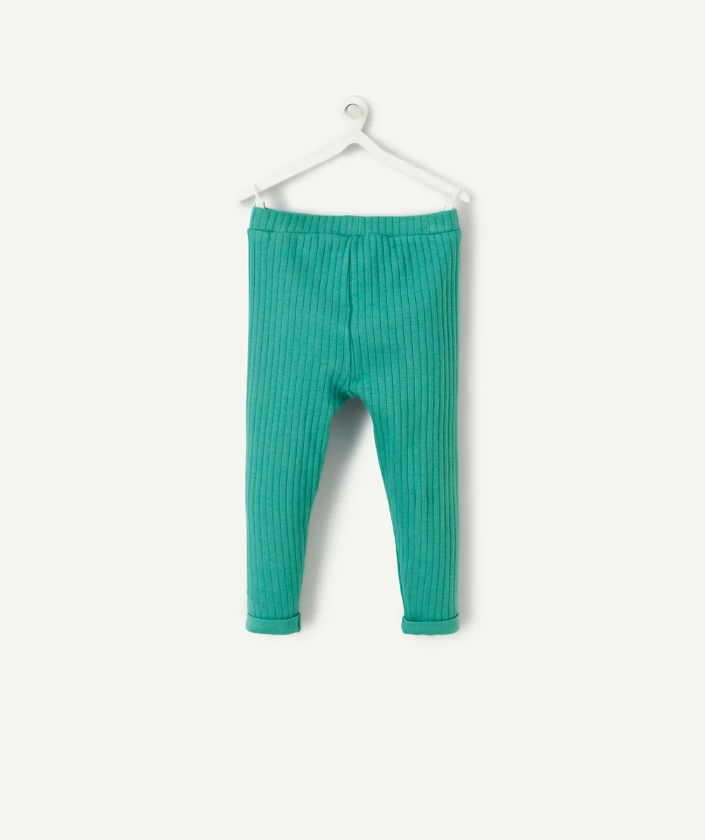 LEGGING BÉBÉ FILLE EN COTON BIO CÔTELÉ VERT