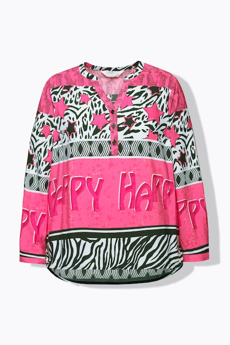 Bluse, A-Linie, Happy Mustermix, Langarm