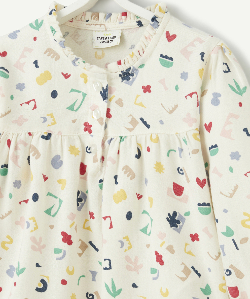 BLOUSE BÉBÉ FILLE BLANCHE AVEC FORMES GÉOMÉTRIQUES COLORÉES