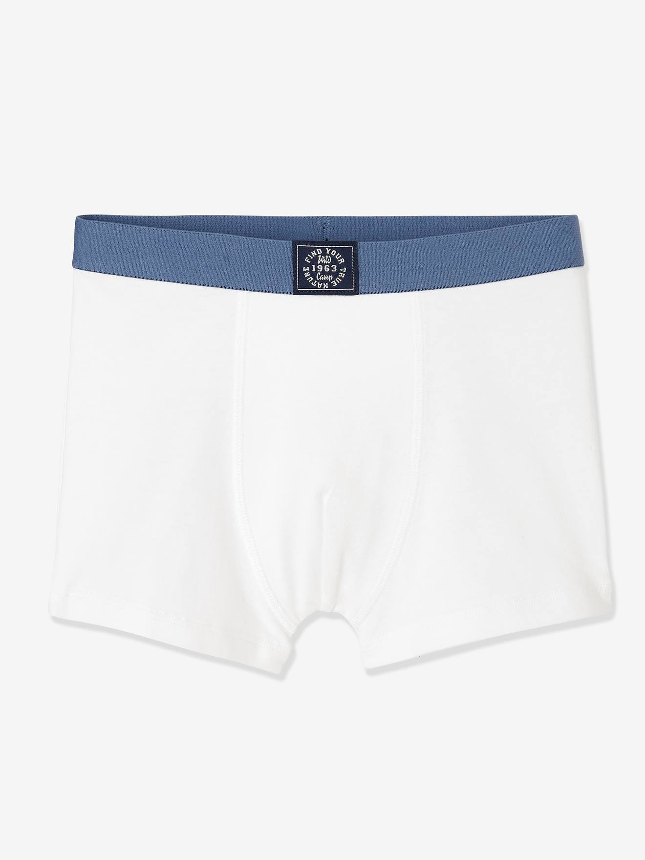 Pacote com 5 cuecas boxer azuis claras em dois tons/multicoloridas para meninos