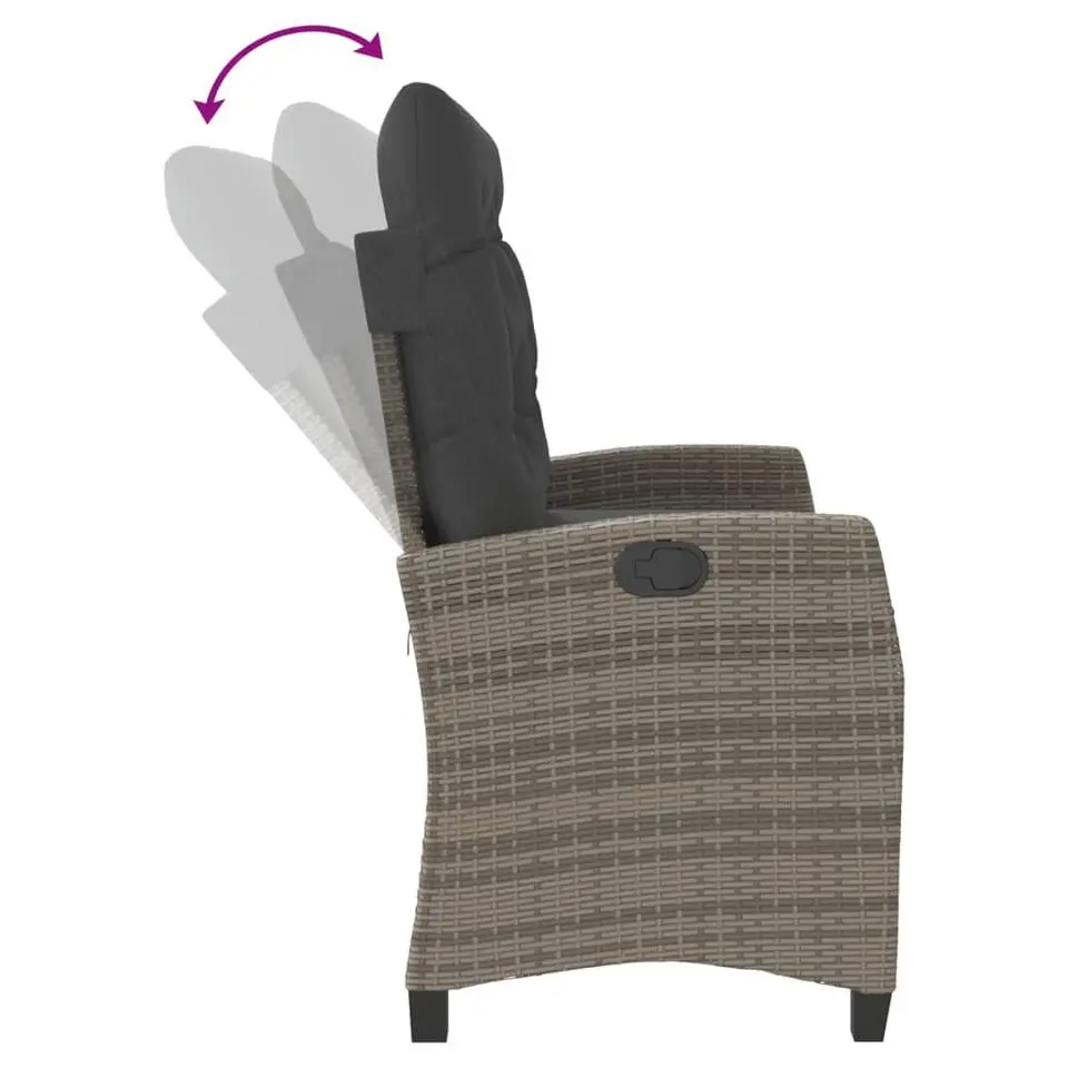 vidaXL - Verstelbare loungebank met kussens - Grijs - Poly rattan - 105x66x93 cm